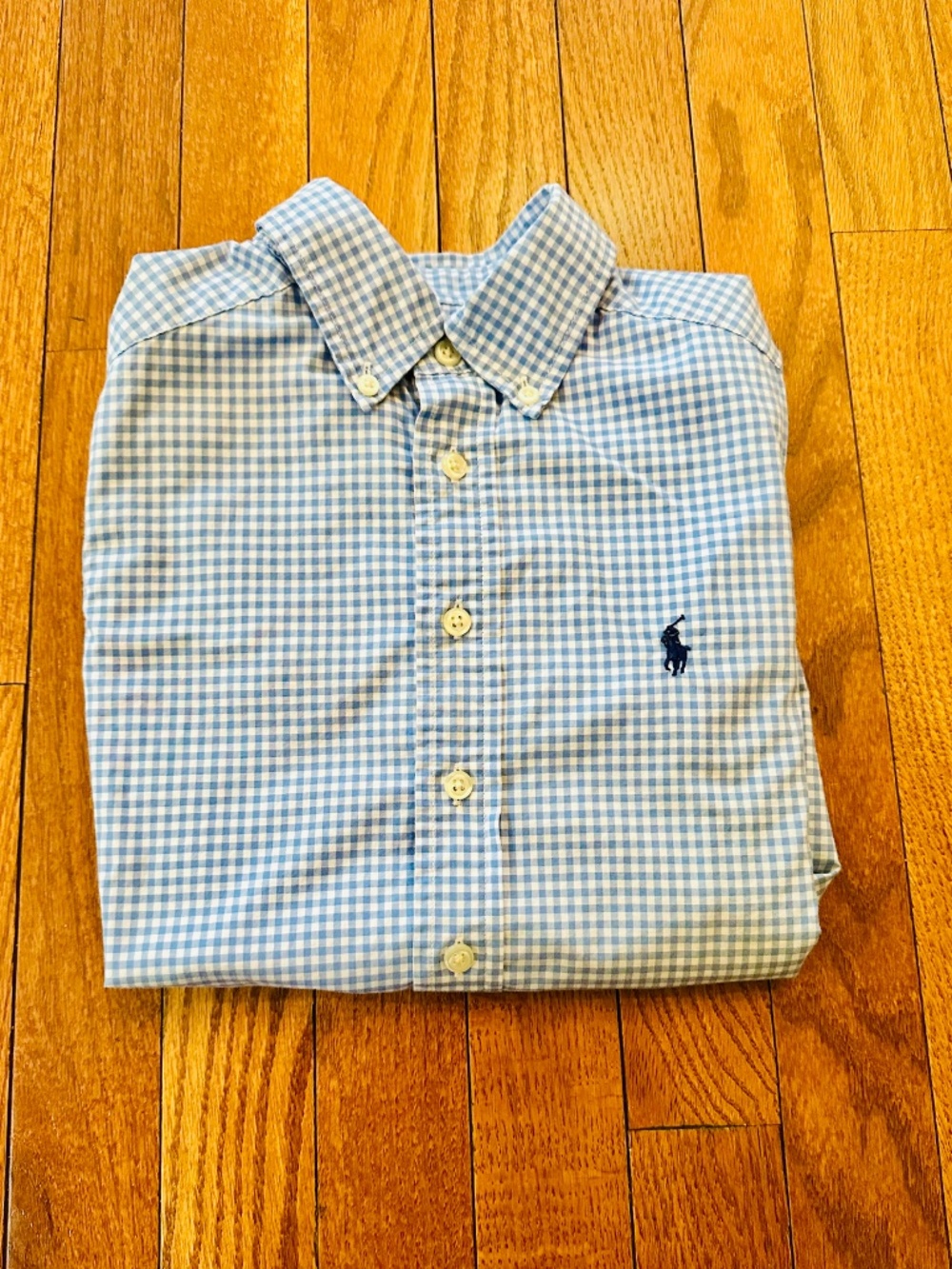 Polo Ralph Lauren Boys Blue Gingham Button Down Shirt Long Sleeve Size 8 - Picture 3 of 3